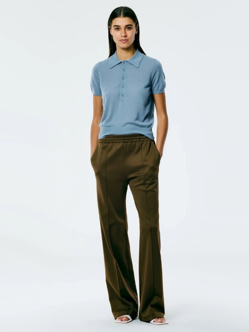 Tibi Active Knit "Scottie" Joggers in "Wood" Green, size XL